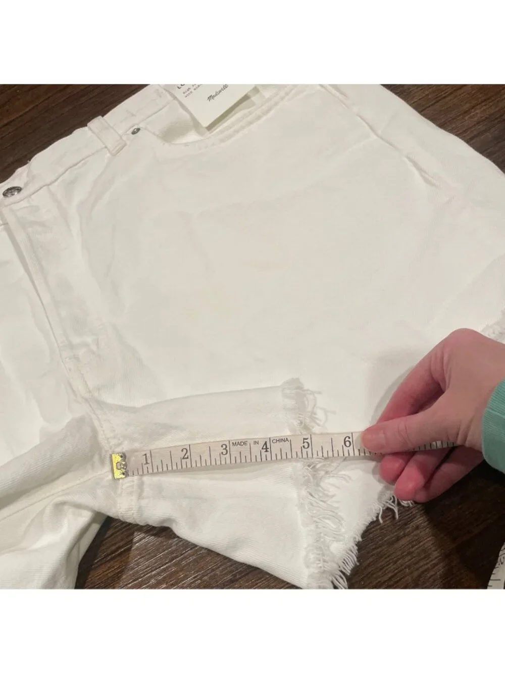 NWT Madewell White Denim Short Sz 33 Brynn Long High Rise Relaxed Button Fly 5
